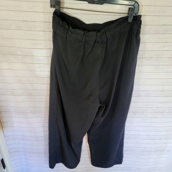 ZARA PAPER BAG WIDE LEG BLACK CROPPED PANTS, sz LARGE - Picture 6 of 9